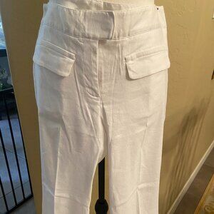 Max Studio White Wide Leg Cropped Linen Blend trousers - Sz: 8